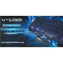 Kit Teclado E Mouse Gamer Usb Para Jogos Azul V-100