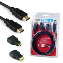 Cabo HDMI 1,5 metros com Adaptador Micro-HDMI e Mini HDMI