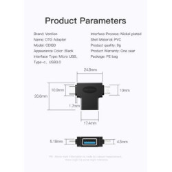 Adptador 2-in-1 usb 3.1 Type c Micro usb Male to usb 3.0 Type A Female otg