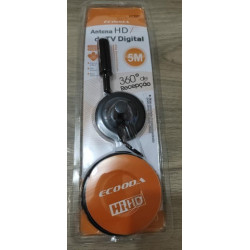 Antena hd de tv digital interna 5 metros 360 graus de recepção ecooda