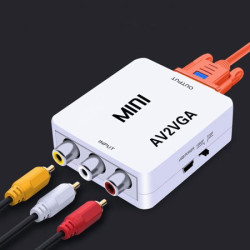 Conversor de vídeo av para vga mini rca, adaptador conversor av2vga com áudio