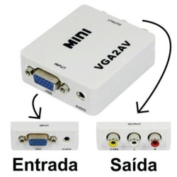 Conversor de Áudio e Vídeo VGA P2 para AV Rca VGA2AV