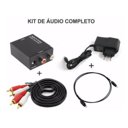 Kit completo cabo óptico + cabo RCA Conversor