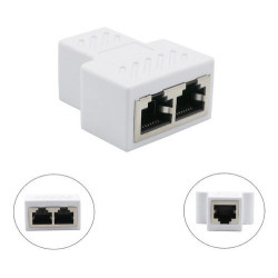 Adaptador Divisor RJ45 1 A 2 Portas Duplas Fêmea Branco