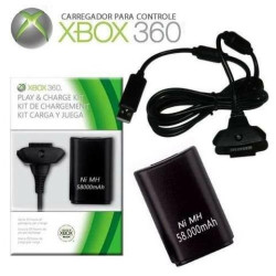 Caregador de controle de x box 360 play charge kit